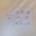 Sticker sheet with illustrations of a snail, featuring 'life with daisy' text.