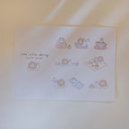 Sticker sheet with illustrations of a snail, featuring 'life with daisy' text.