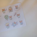 Sheet of cute bear illustrations on a white background.