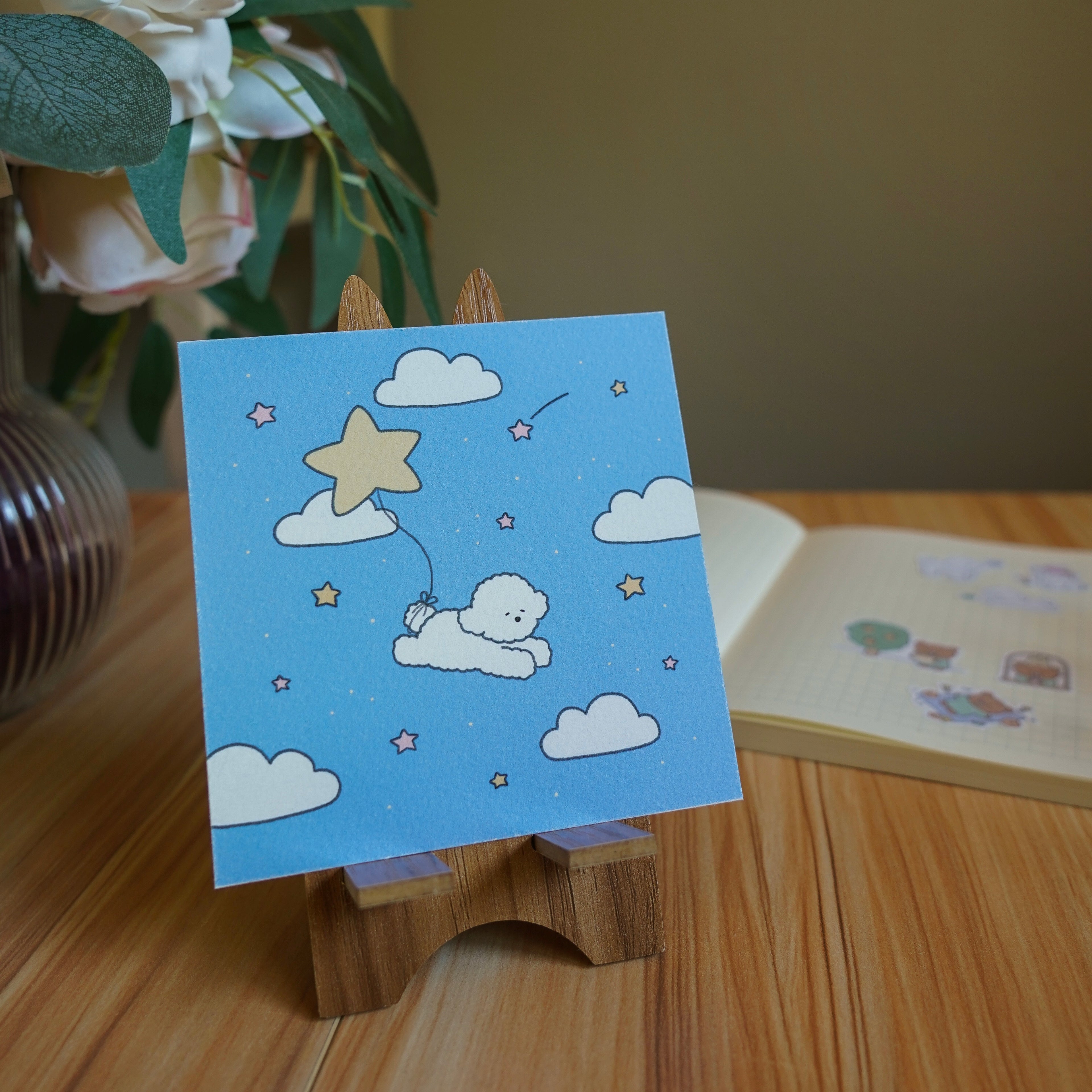 flying in the night sky print
